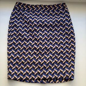 Ann Taylor Skirt‎ Womens Size 2 Petite Blue Black